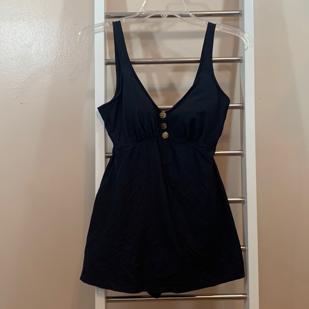 Roxanne Vintage Black One Piece With a Bra/34B and Skirt Over Bottom